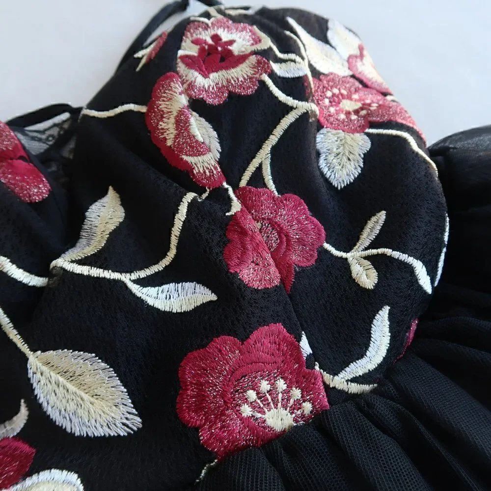 Social Code Embroidered and Tulle Mini Dress - Picture 2 of 12
